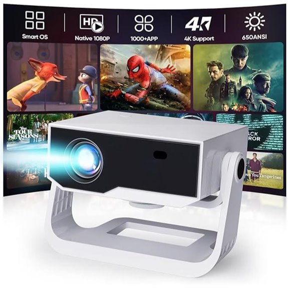 4K Wifi Bluetooth Portable Smart Projector 1080P